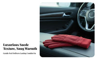 Fleece Lined Suede Gloves Thermal Fleece-Lined Warm Gloves Hand Apparel Soft & Comfortable Hand Apparel Long-Lasting for Driving