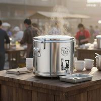 Stainless Steel Insulated Barrel Triple Layer Insulation Insulated Meal Carrier Leak-Resistant Thermal Soup Container for Caterers, Canteens