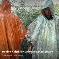 Reflective Survival Poncho Retains 90% Body Heat Mylar Thermal Poncho Lightweight Hooded Emergency Raincoat for Climbers, Outdoor, Camping, Hiking