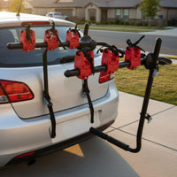 Universal Fit Trunk Mount Bike Rack Heavy Duty Rear Car Cycle Holder Foldable Design Strap-on Bike Carrier for Outdoor Enthusiasts, Families, Road Trips, Travel, Camping