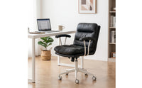 High-Back Office Chair with Padded Seat and Armrests Ergonomic Upholstered Office Chair Stylish Furniture Easy to Assemble for Students, Bedroom