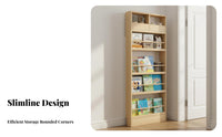 Space-Saving Slim Multi-Tier Book Display exposedShelf Design Tall Narrow Shelving Universal Tier Stable Structure Bookshelf Sturdy for Apartment Dwellers, Homeowners, Behind the Door, Child's Room, Small Areas, Bedroom