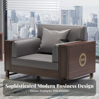 4 Pieces Modern Chinese Design Sofa and Armchair Group Minimalist Aesthetic Reception Seating Comfortable Office Furniture With Armrests for Business Owners, Corporate managerials, Clients, Conference Room, Bedroom