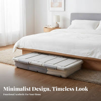 With casters Rolling Storage Drawer Low height Flat Rolling Bin Large Capacity Underbed Container Sturdy Construction for Apartment Dwellers, Homeowners, Under Bed, Bedroom, Dorm Room, Basement