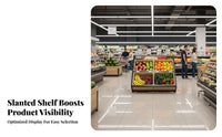 Adjustable Tilt Multi-Tier Fruit and Vegetable Rack Sturdy Metal Frame Multi-Tier Fruit Display Rack Versatile Use Slanted Vegetable Stand Solid Wood Baskets for Grocers, Farmers' Market Vendors, Shop Owners, Cafe
