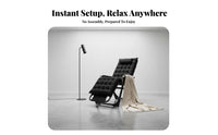 Foldable Design Folding Recliner Chair No Assembly Required Folding Recliner Lockable Recline Adjustable Rest Ping Chair Breathable Textile for Office Workers, Beachgoers, Balcony, Beach, Backyard, Garden