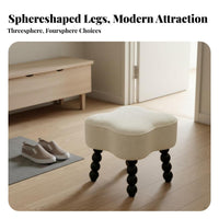 Cream and aesthetic CumulusShaped Ottoman rustic elegance artistic Padded Footstool robust Wood Legs Low Stool Soft Texture for Design lovers, Office Workers, Living Room, Entryway, Homestay, Bedroom