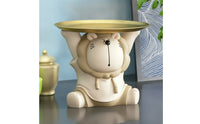Lion Figurine with Tray Unique Decorative Tray Lion Figurine Charming Sculpture Molded for Entryway, Desk