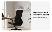 360-Degree Swivel Ergonomic Mesh Back Chair Adjustable Support Ergonomic Rolling Chair Thick Padded Cushion Office Furniture Rocking Function for Students, Telecommuting Workers, Gamers, Study Room, Workstation, Bedroom