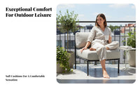 Nordic Design Woven Rope Armchair Weather Resistant Cushioned Woven Armchair Waterproof Outdoor Furniture Minimalist Aesthetic for Homeowners, Hotel Managers, Hospitality Professionals, Balcony, Courtyard, Backyard, Poolside