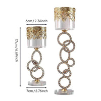 2 Pieces Hollow-Carved Design Crystal Metal Candle Holder Set Rhinestone Pillar Candle Stand for Wedding, Living Room, Party