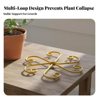 Lotus Shape Plant Holder Decorative Stalk Support Spiral Design Plant Trellis Gold Iron Grapple Holder for Potted Plants, Office