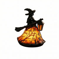Tabletop Witch Statue with Lantern Seasonal Witch Figurine Gothic Halloween Lantern Sculpted for Collectors