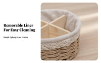 Compartmentalized Design 3-Compartment Woven organizer adaptable Desktop Organizer Natural Fibers Storage container Handwoven for Makeup Users, Office Workers, Entryway, Bedroom, Bathroom, Living Room