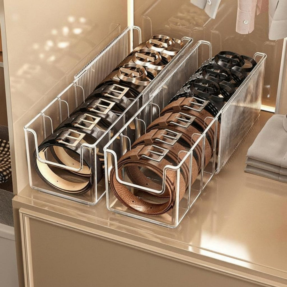 Expandable Belt Box Extendable Adjustable Belt Box Clear View for Womale, Adults