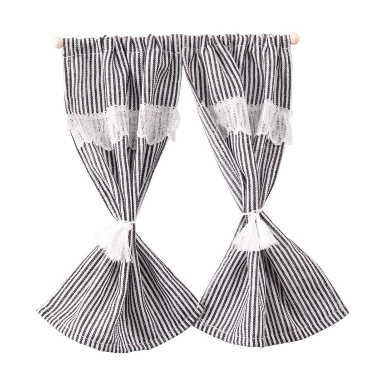 DIY Friendly 1:12 Scale Striped Curtains Realistic Feature 1:12 Scale Window Drapes Easy Installation for Doll Collectors, Children