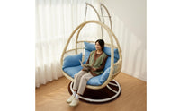 Hanging Chair Indoor Outdoor Use Egg Swing Chair Weather Resistant Freestanding Patio Swing for Couples, Balcony, Courtyard, Living Room