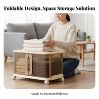 Foldable Design foldable Storage Cabinet Large Capacity foldable Box with Front Doors Secure Latch Organizing Bin Toolwithout tools Assembly for Homeowners, Apartment Dwellers, Bedroom, Living Room, Closet, Kitchen