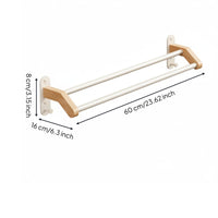 Wooden Towel Simple Setup Installation Double Towel Bar Washroom Storage
