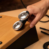 Hardwood Body Finger-Mounted Tambourine Metal Jingling Discs Finger Jingle Tambourine Black Finish Hand Percussion Elastic Strap