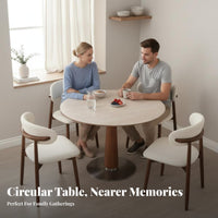 CenturyCentury-Century-1900s modern design Round Pedestal Table Space-Saving Household Furniture Modern Minimalist Design Easy-to-Clean Surface for Apartment Dwellers, Families, Homeowners, Dining Room, Small Living Spaces, Kitchen, morning dining corner