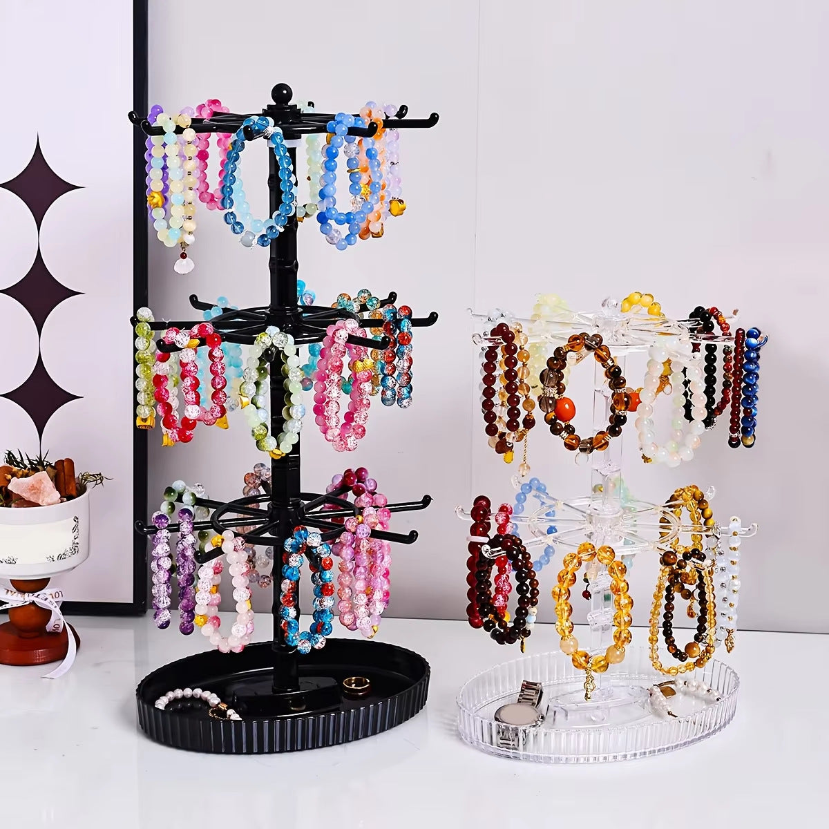 Rotating 3-Tier Jewelry Display Stand for Bracelets and Necklaces
