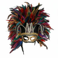 Feathered Feather Masquerade Mask Vintage Venetian Half Mask Retro Design Masquerade Headpiece Dramatic for Carnival, Halloween