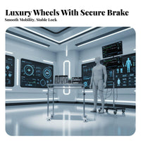Easy to Clean Instrument Table Sturdy & Long-Lasting Stainless Steel Medical Trolley Heavy Duty Adjustable Instrument Tray Stand Locking Casters for Testing Technicians, Veterinarians, Operating Room, Hospital, Testing Oratories, Testing Oratory