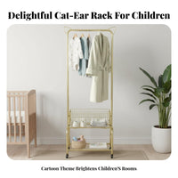 Floor-Standing kids' Dress-up Station Multi-Functional House-Frame Clothes Cute Design Clothing Rack Kid-Sized for Toddlers, Parents, Bedroom, Playroom, Nursery, Entrymanner