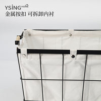 Bathroom Laundry Basket with Handle, Iron and Fabric
