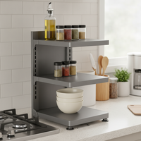 Foldable Multi-layer Pot and Pan Organizer Rack for Kitchen Countertop or Under Sink Storage