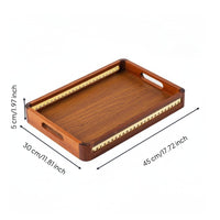 Wooden Tray with Handles Rounded Corners Household Item Easy to Carry