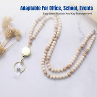Handmade Beaded Lanyard Necklace, Retractable ID Holder, Keychain, Multi-Color Options, Card Sleeve Included