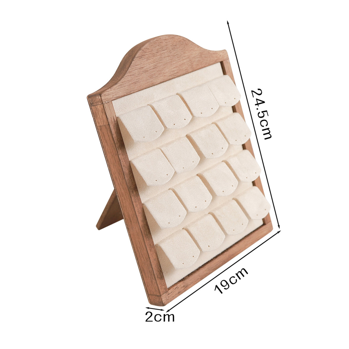 Earring Display Stand Freestanding Wooden Earring Organizer Sturdy Jewelry Display with Fabric Panel for Vanity
