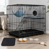 Large Indoor Cat Cage with Litter Box, Multi-Tier Cat Villa with Free Space