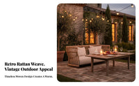 Woven Sofa and Armchair set Vintage & design outdoor seating set water-resistant Outdoor Furnishing for Families, guest accommodation Professionals, Garden, Villa, Backyard