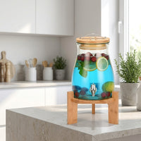 Drink Dispenser with Tap and Metal Stand, Tapered Juice Dispenser with Steel Spigot, Beverage Dispenser for Iced Tea and Home Bar Use