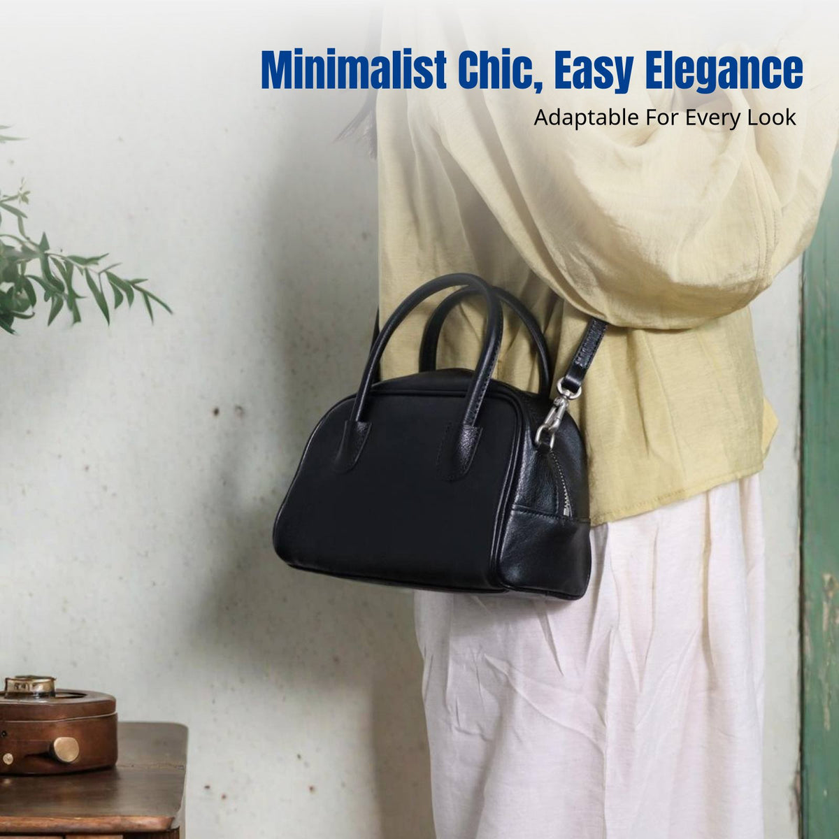 Genuine Leather Bowling Bag, Women's Pillow Handbag, Minimalist Shoulder Crossbody, Soft Cowhide, 2025
