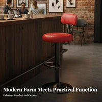 Stable Round Base Adjustable Swivel Stool Integrated Footrest Adjustable Swivel Stool with Backrest Floor Protection Loop Bar Chair Wide Padded Seat for Business Owners, Homeowners, Counter, Reception Desk, Kitchen, Cafe