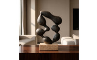 Resin Sculpture with Marble Base Artistic Abstract Sculpture Sculptural Decorative Object with Loop Detail for Bookshelf