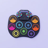Built-in Speakers Roll-up Electronic Drum Set Headphone Port Roll-up Drum Kit Capture Function Rechargeable Battery for Children, Beginners, Travel