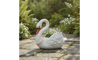 Swan Planter Resin Swan Sculpture with Planter Decorative Flower Pot for Homeowners