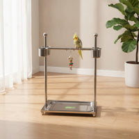 Bird Perch Stand with Feeding Cups Sturdy Avian Play Stand with Tray Heavy Duty Parrot Playstand for Pet Birds
