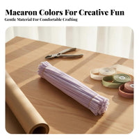 DIY Flower Making Material Pastel Colors Pipe Cleaner Floral Craft Set High Density Colorful Fuzzy Sticks for Beginners, Kids, School Projects
