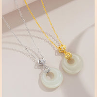 S925纯银和田玉佩平安扣项链锁骨链圆圈吊坠母亲节礼物送妈妈生日