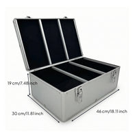 Aluminum CD Storage Box with Dividers Sturdy CD Organizer Box Portable Heavy-Duty for Collectors