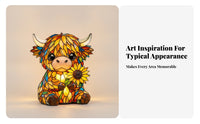 Multicolor Highland Cow Night Light USB Powered Daisy Cow Night Light Control 3D Animal Lamp Decorative
