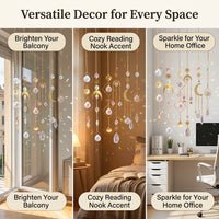 6 Pcs Suncatcher Set, Hanging Sun Catchers Indoor Window, Modern Minimalist Decor with Rainbow Illumination Effects, 43cm Glass & Metal