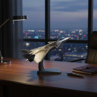 Fighter Jet Model with Display Stand Gray J-20 Model Preassembled Fighter Jet with Display Stand for Office Decor