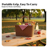 Imitation Rattan Handbasket Easy to Clean Woven Basket with Handles Waterproof